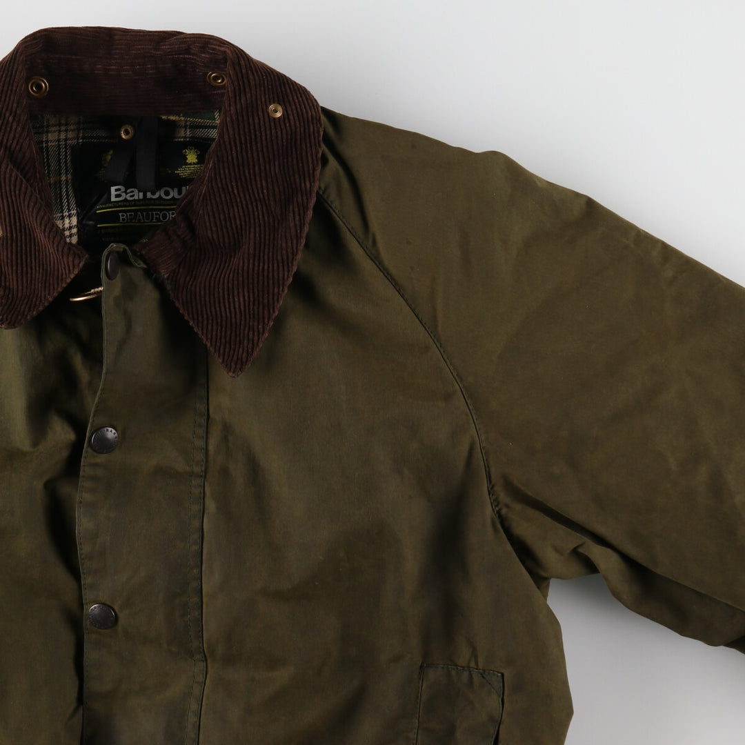 90'S Barbour Beaufort Old 3 Warrant Oiled Hunting Jacket Made in England C42 Men's L size /evb007762