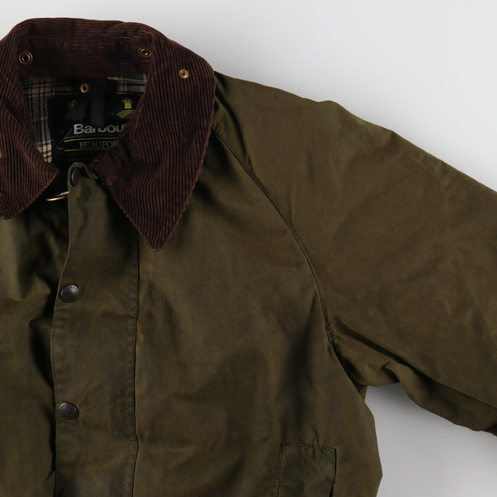 90'S Barbour Beaufort Old 3 Warrant Oiled Hunting Jacket Made in England C42 Men's L size /evb007762