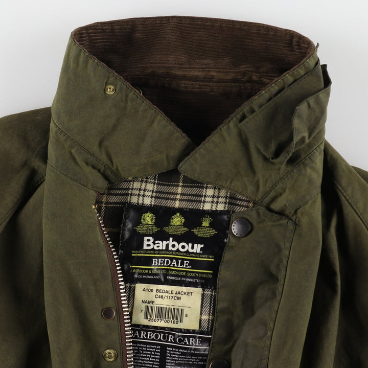 80s-90'S Barbour Bedale Old 3 Warrant Waxed Cotton Oiled Jacket Made in England C46 Men's XL equivalent Vintage /evb007763