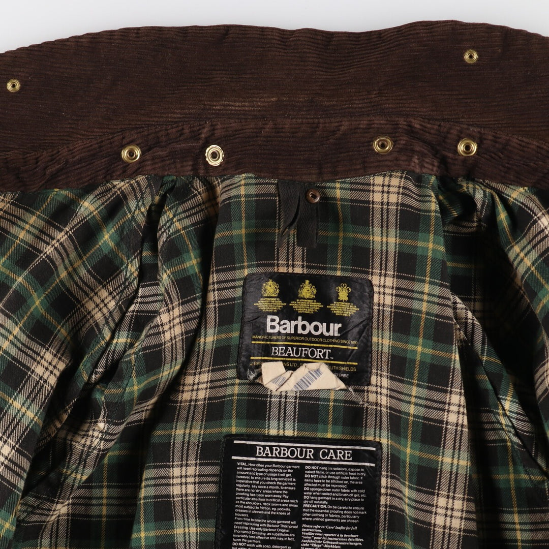 90'S Barbour BEAUFORT 3 Warrant Oiled Hunting Jacket Made in England C42 Men's L size /evb007767