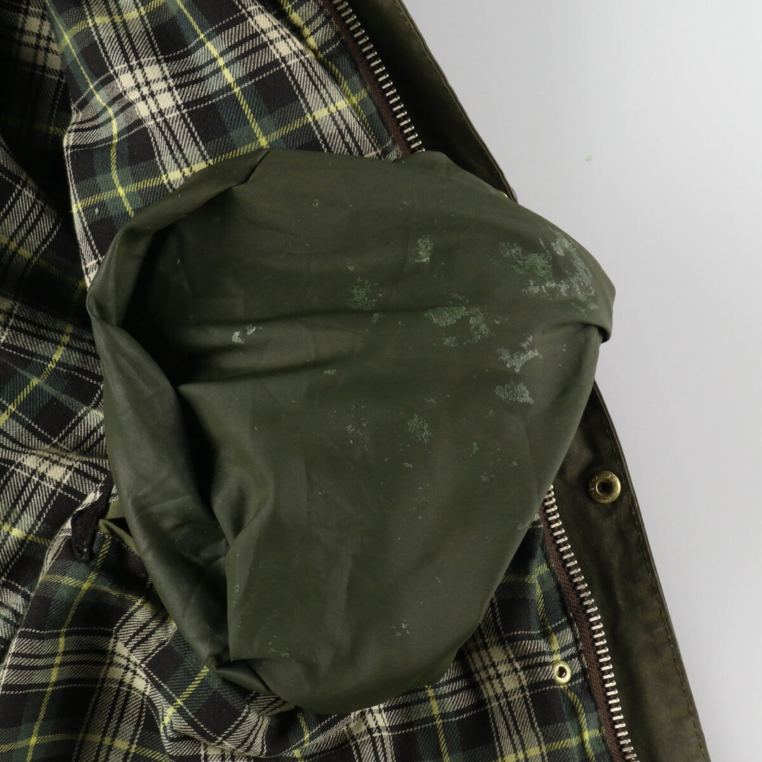 80s-90'S Barbour Border Old 3 Warrant Waxed Cotton Oiled Jacket Made in England C42 Men's L Size Vintage /evb007773