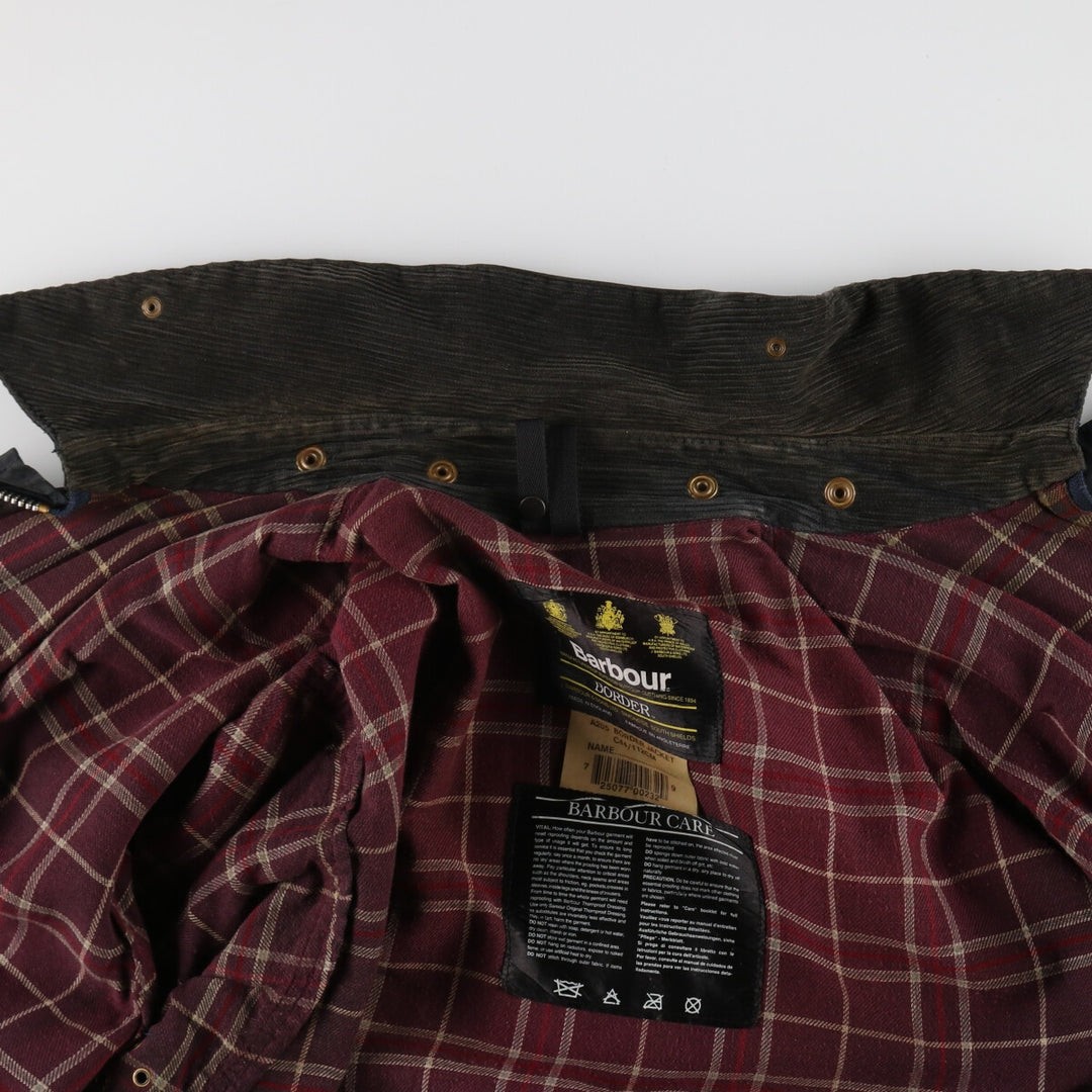 90'S Barbour BORDER Old 3 Warrant Waxed Cotton Oiled Jacket Made in England C44 Men's L size /evb007775