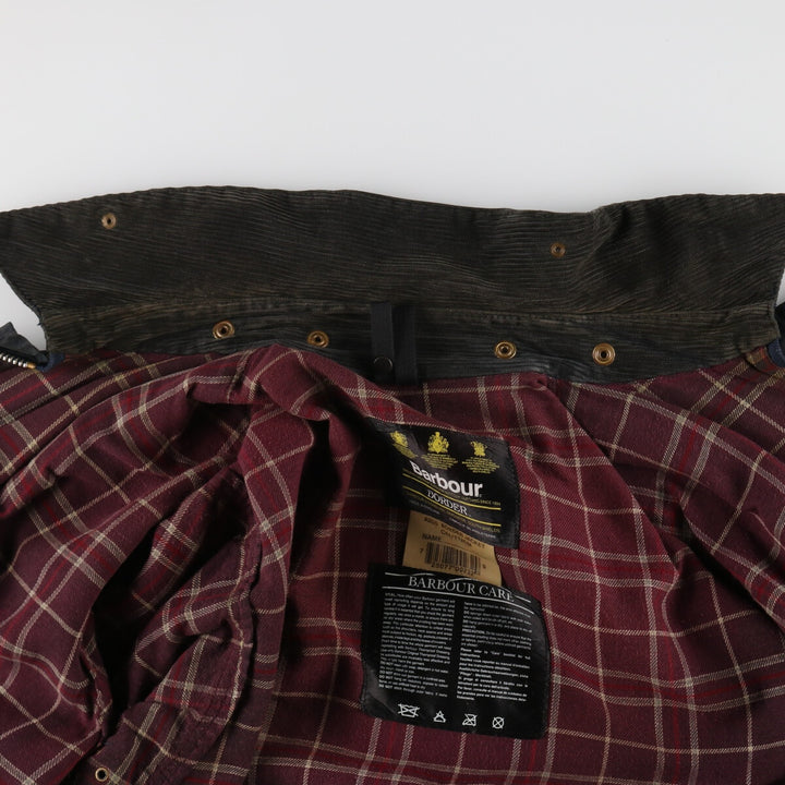 90'S Barbour BORDER Old 3 Warrant Waxed Cotton Oiled Jacket Made in England C44 Men's L size /evb007775