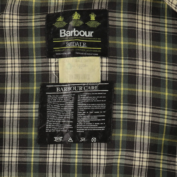 80s-90'S Barbour Bedale Old 3 Warrant Waxed Cotton Oiled Jacket Made in England C42 Men's L Size Vintage /evb007778