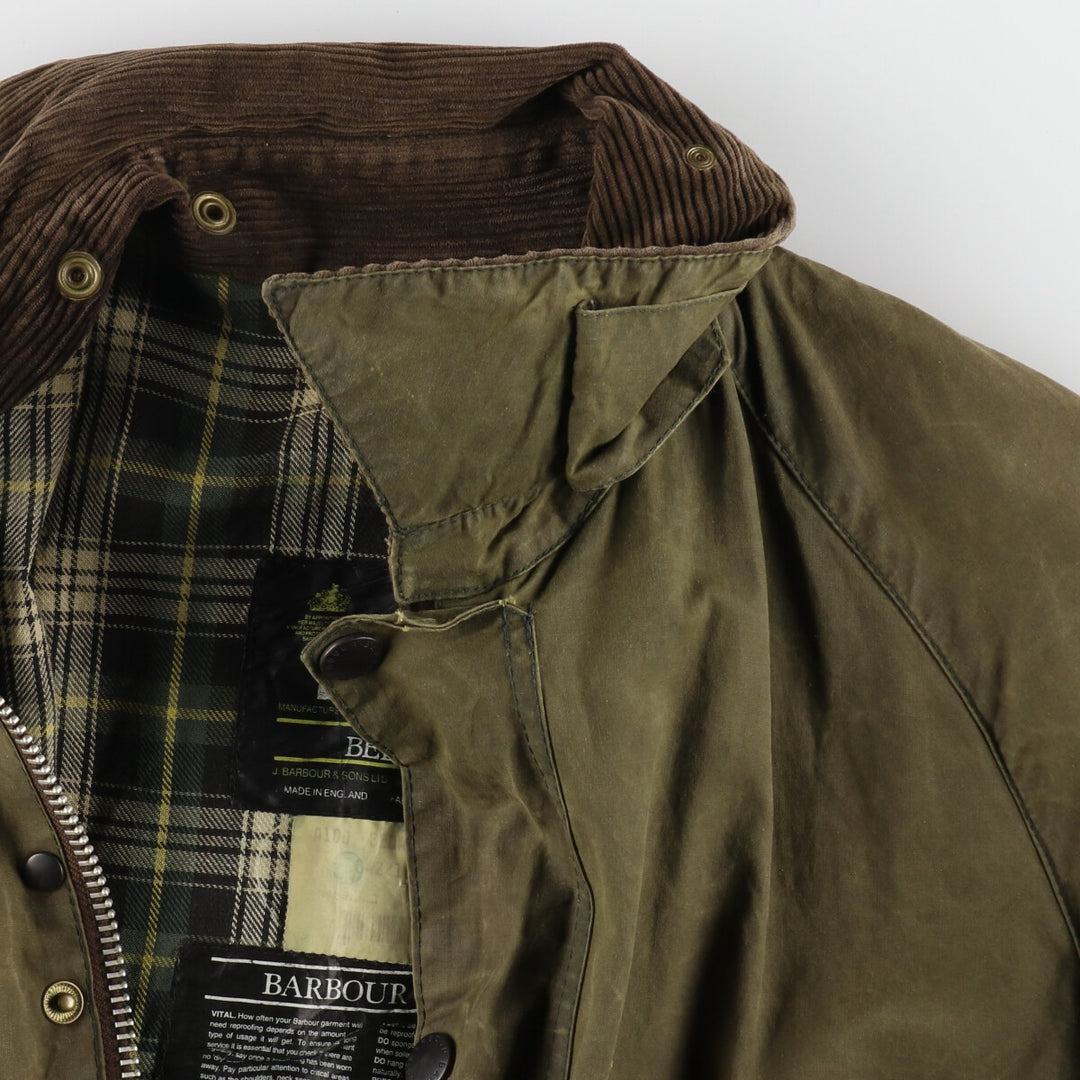 80s-90'S Barbour Bedale Old 3 Warrant Waxed Cotton Oiled Jacket Made in England C42 Men's L Size Vintage /evb007778