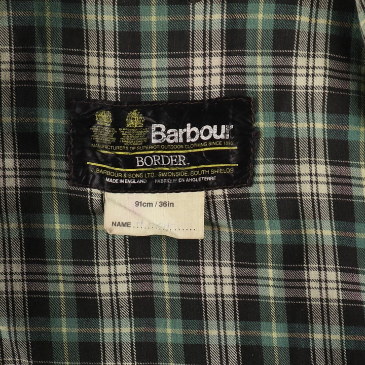 80'S Barbour Border 2 Warrant Waxed Cotton Oiled Jacket Made in England 36in Men's S Size Vintage /evb007829