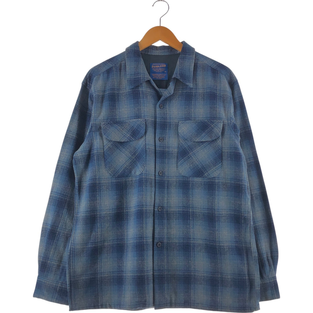 Pendleton PENDLETON Board Shirt Ombre Check Open Collar Wool Box Shirt Men's M Size /evb007851