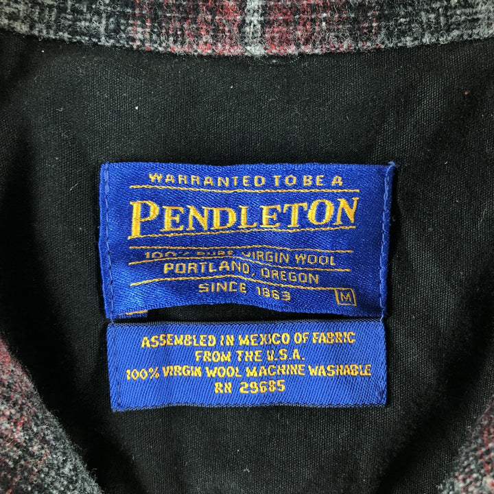 Pendleton Board Shirt, Ombre Check, Open Collar, Wool Box Shirt, Men's M Size /evb007852