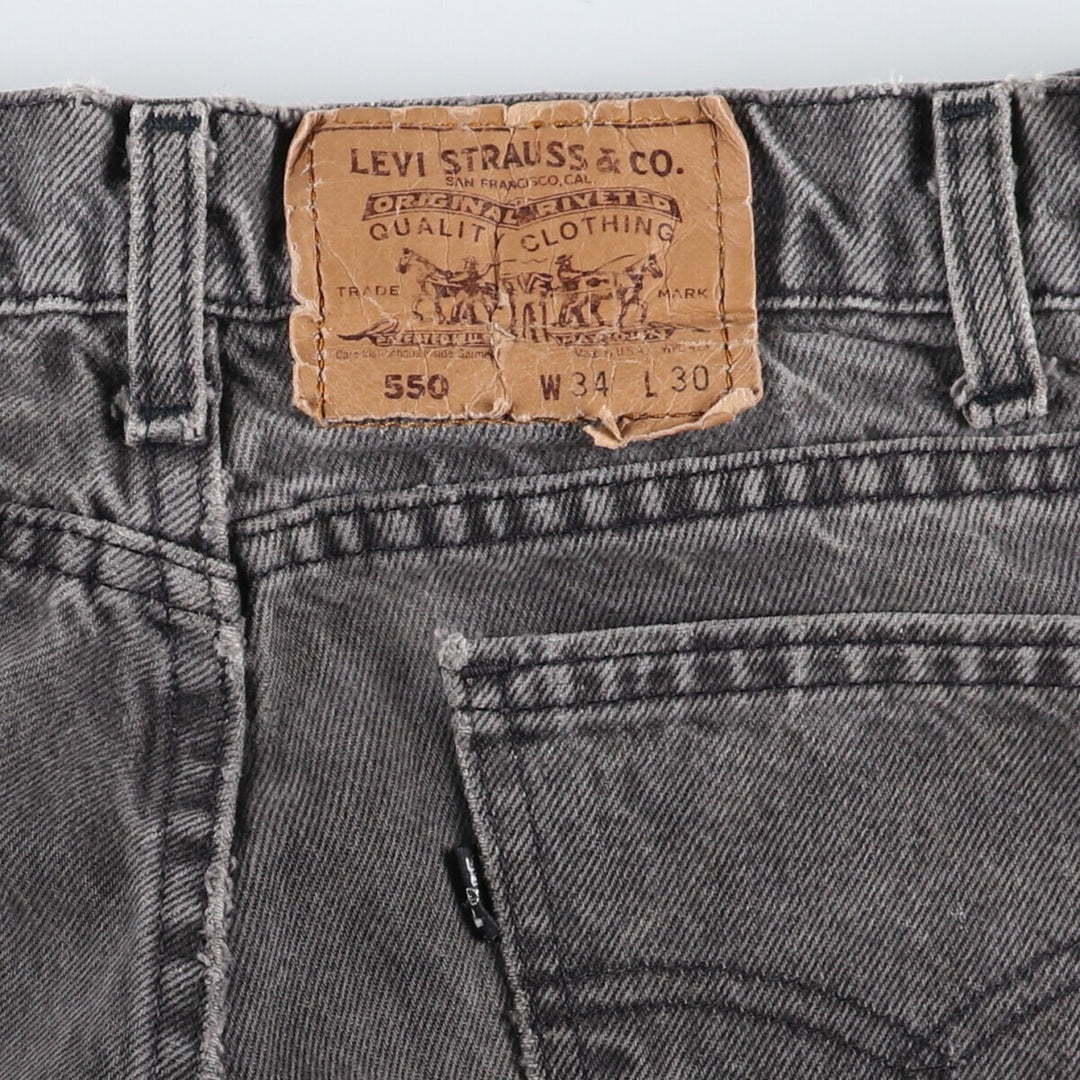 90'S Levi's 550 Black Denim Tapered Denim Pants Made in USA Men's W33 Vintage /evb007899