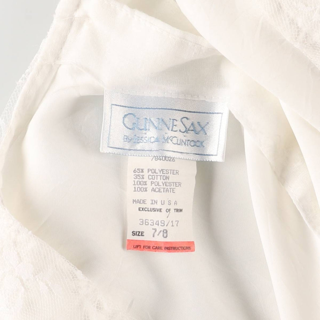 Vintage 1980'S Gunne Sax by JESSICA McCLINTOCK all-over print long, short-sleeved flared dress, size M. polyester white type Vintage Second Hand