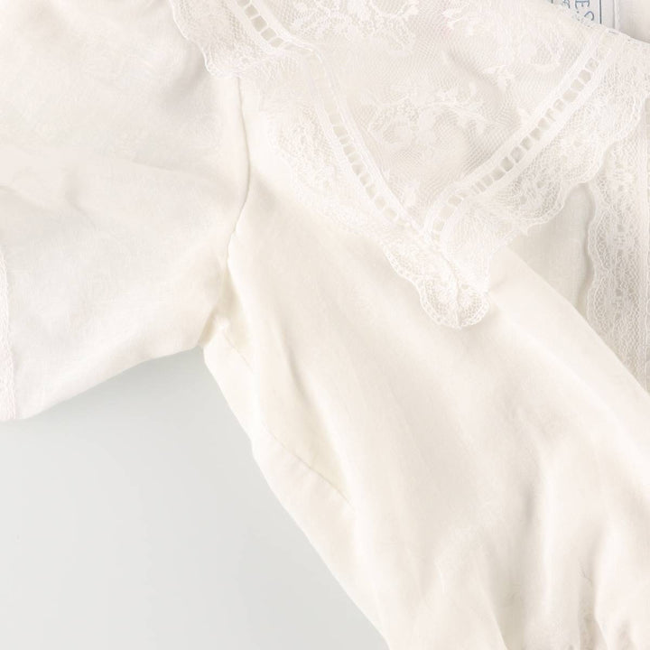 Vintage 1980'S Gunne Sax by JESSICA McCLINTOCK all-over print long, short-sleeved flared dress, size M. polyester white type Vintage Second Hand
