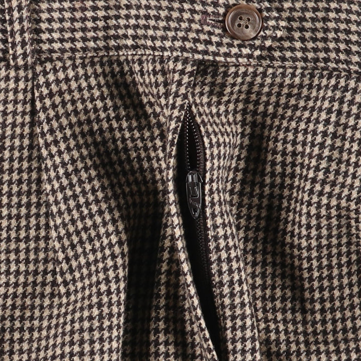 70s~80'S Louis for Women Houndstooth Pattern Wool Long Pleated Skirt Made in USA Women's M Size Vintage /evb008035