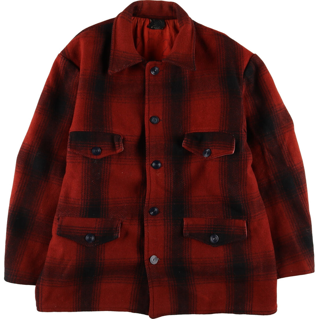 Vintage ombre check hunting wool Mackinaw jacket, men's size XL unclear red type Vintage Second Hand
