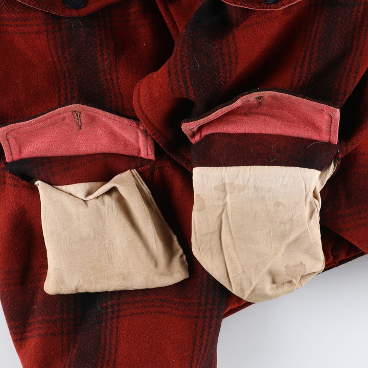 Vintage ombre check hunting wool Mackinaw jacket, men's size XL unclear red type Vintage Second Hand