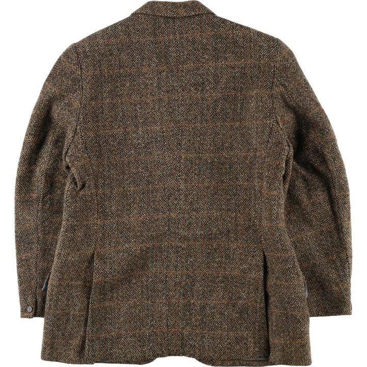 70s-80'S Harris Tweed Selfridges Check Pattern Wool Tailored Jacket Men's S Size Vintage /evb008131