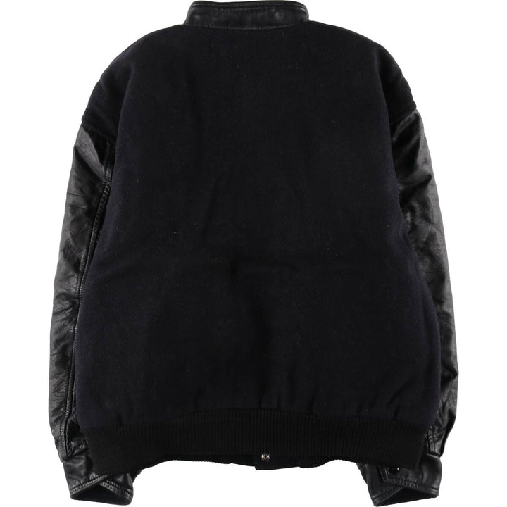 du CHARME Leather Sleeve Wool Varsity Jacket Award Jacket Varsity Jacket Made in Canada Men's L Size Vintage /evb008141