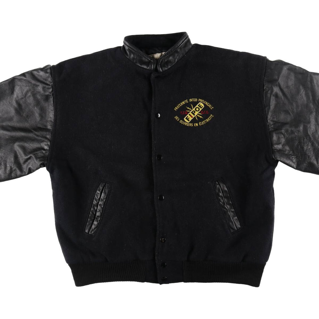 du CHARME Leather Sleeve Wool Varsity Jacket Award Jacket Varsity Jacket Made in Canada Men's L Size Vintage /evb008141
