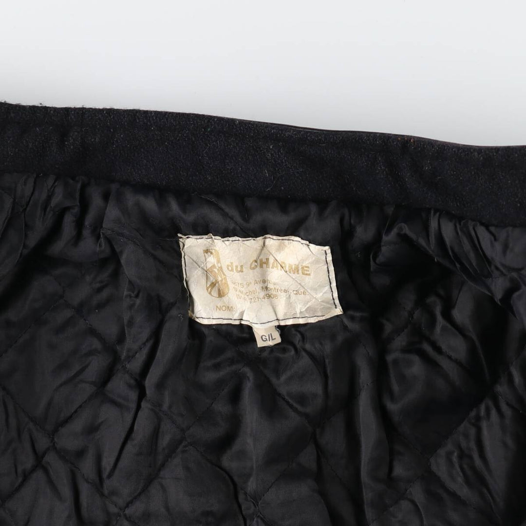 du CHARME Leather Sleeve Wool Varsity Jacket Award Jacket Varsity Jacket Made in Canada Men's L Size Vintage /evb008141