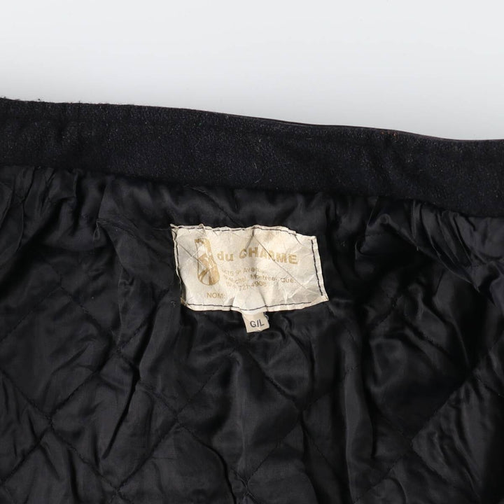 du CHARME Leather Sleeve Wool Varsity Jacket Award Jacket Varsity Jacket Made in Canada Men's L Size Vintage /evb008141
