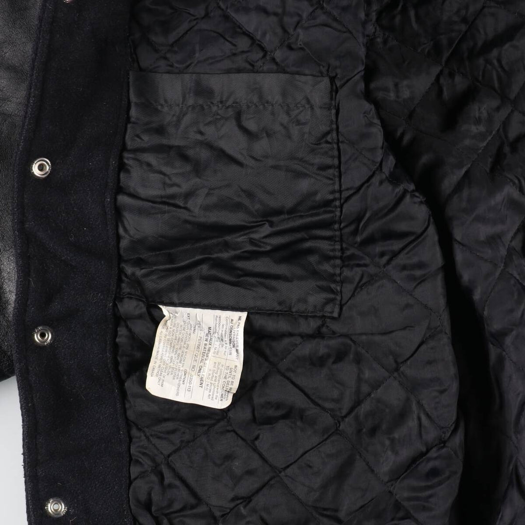 du CHARME Leather Sleeve Wool Varsity Jacket Award Jacket Varsity Jacket Made in Canada Men's L Size Vintage /evb008141