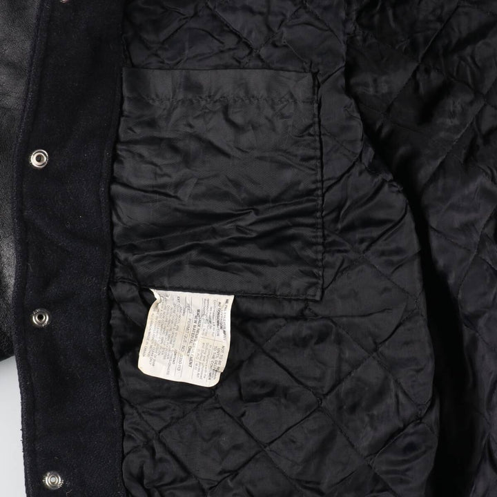 du CHARME Leather Sleeve Wool Varsity Jacket Award Jacket Varsity Jacket Made in Canada Men's L Size Vintage /evb008141