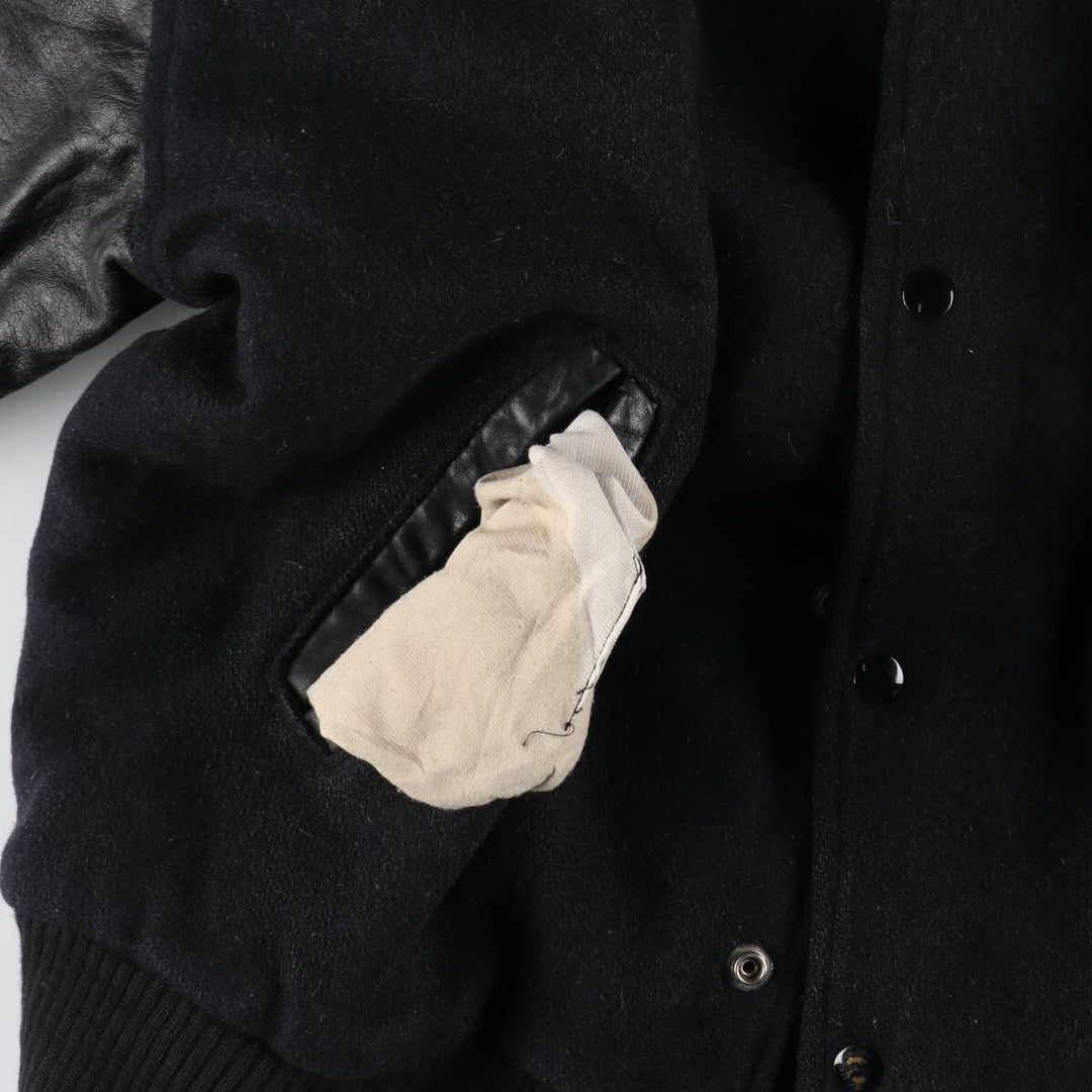 du CHARME Leather Sleeve Wool Varsity Jacket Award Jacket Varsity Jacket Made in Canada Men's L Size Vintage /evb008141