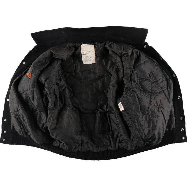 80'S DeLong Collared Sleeve Leather Wool Varsity Jacket Award Jacket Varsity Jacket Made in USA Men's L Size Vintage /evb008142