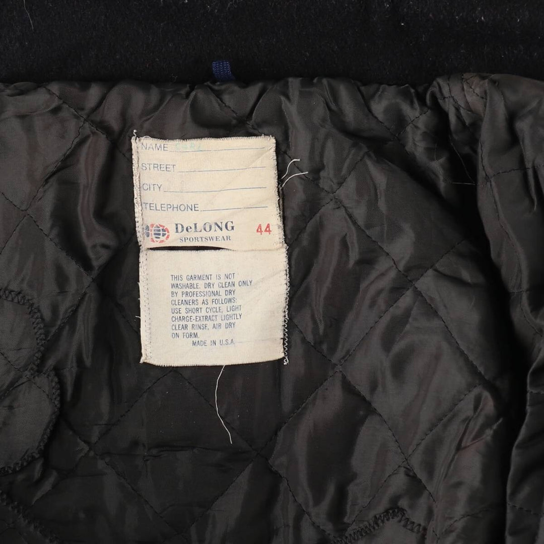 80'S DeLong Collared Sleeve Leather Wool Varsity Jacket Award Jacket Varsity Jacket Made in USA Men's L Size Vintage /evb008142