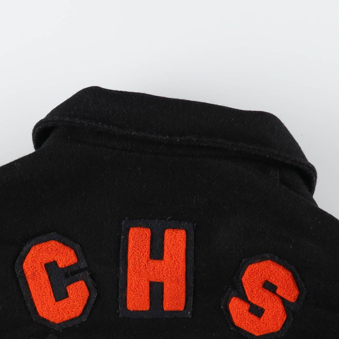 80'S DeLong Collared Sleeve Leather Wool Varsity Jacket Award Jacket Varsity Jacket Made in USA Men's L Size Vintage /evb008142