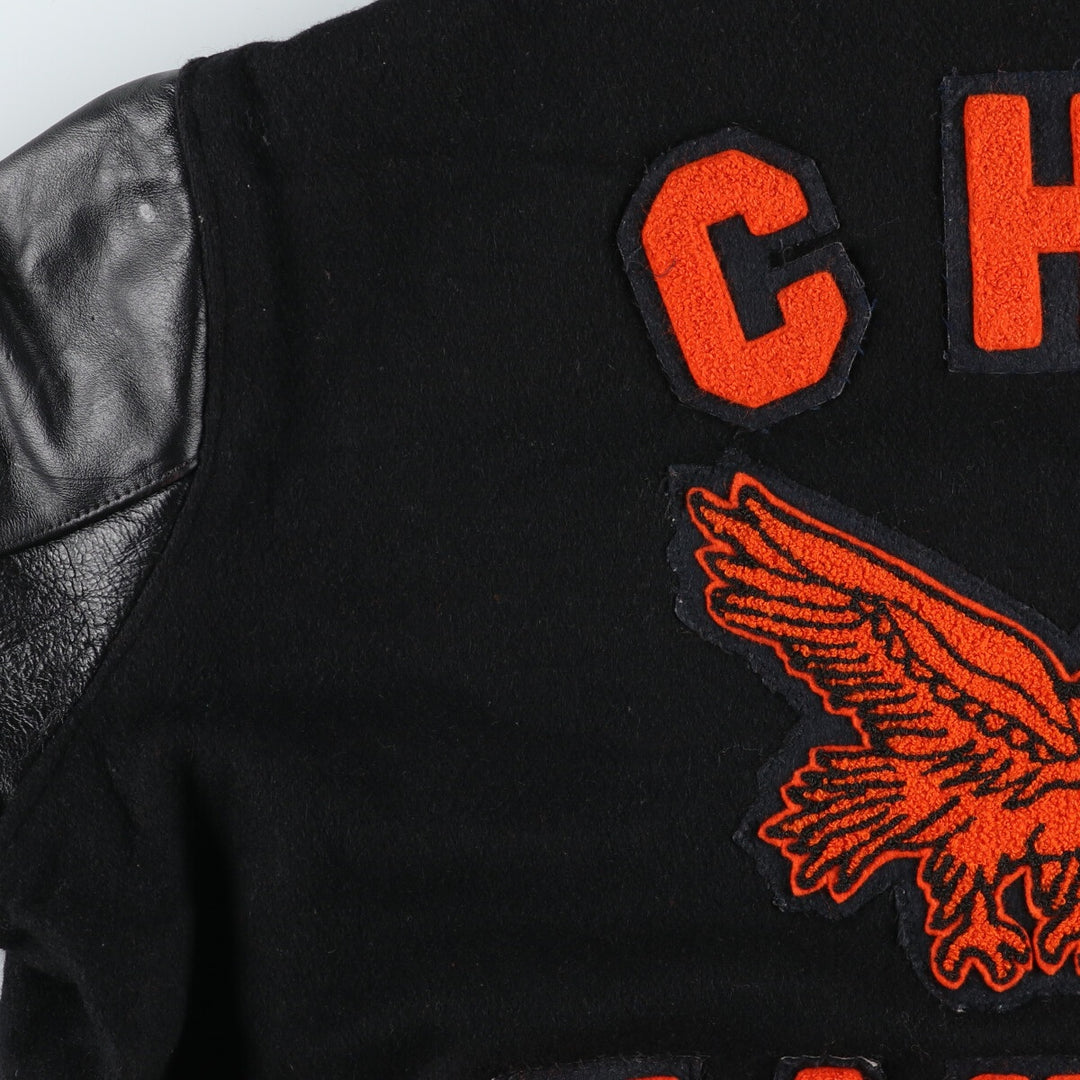 80'S DeLong Collared Sleeve Leather Wool Varsity Jacket Award Jacket Varsity Jacket Made in USA Men's L Size Vintage /evb008142