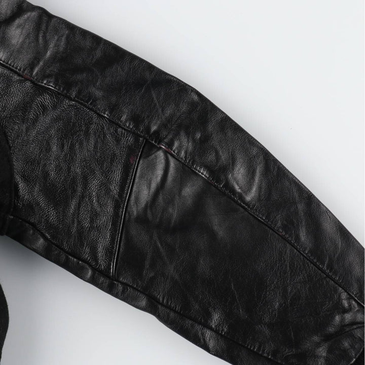 80'S DeLong Collared Sleeve Leather Wool Varsity Jacket Award Jacket Varsity Jacket Made in USA Men's L Size Vintage /evb008142