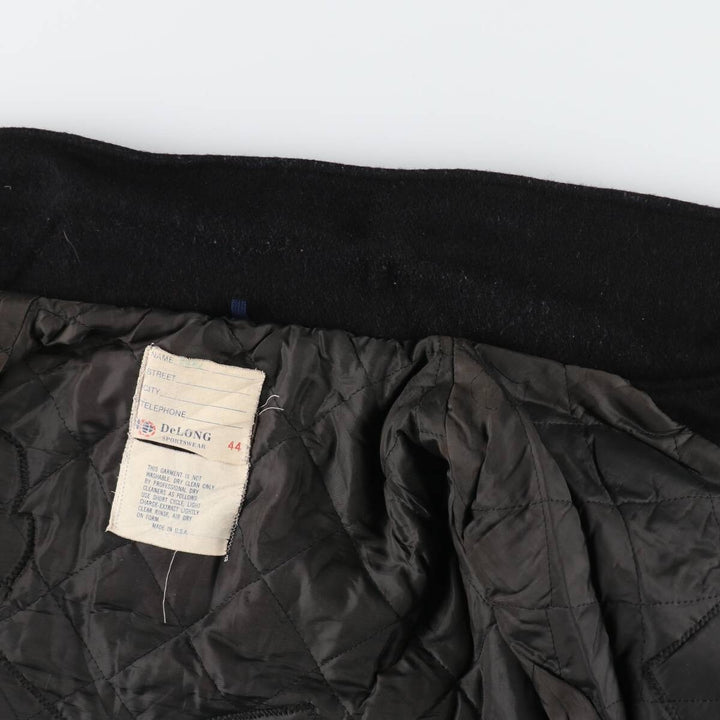 80'S DeLong Collared Sleeve Leather Wool Varsity Jacket Award Jacket Varsity Jacket Made in USA Men's L Size Vintage /evb008142