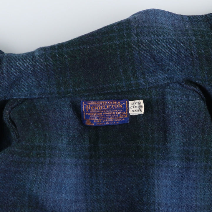 70'S Pendleton Ombre Check Wool Jacket Made in USA Men's M Size Vintage /evb008159