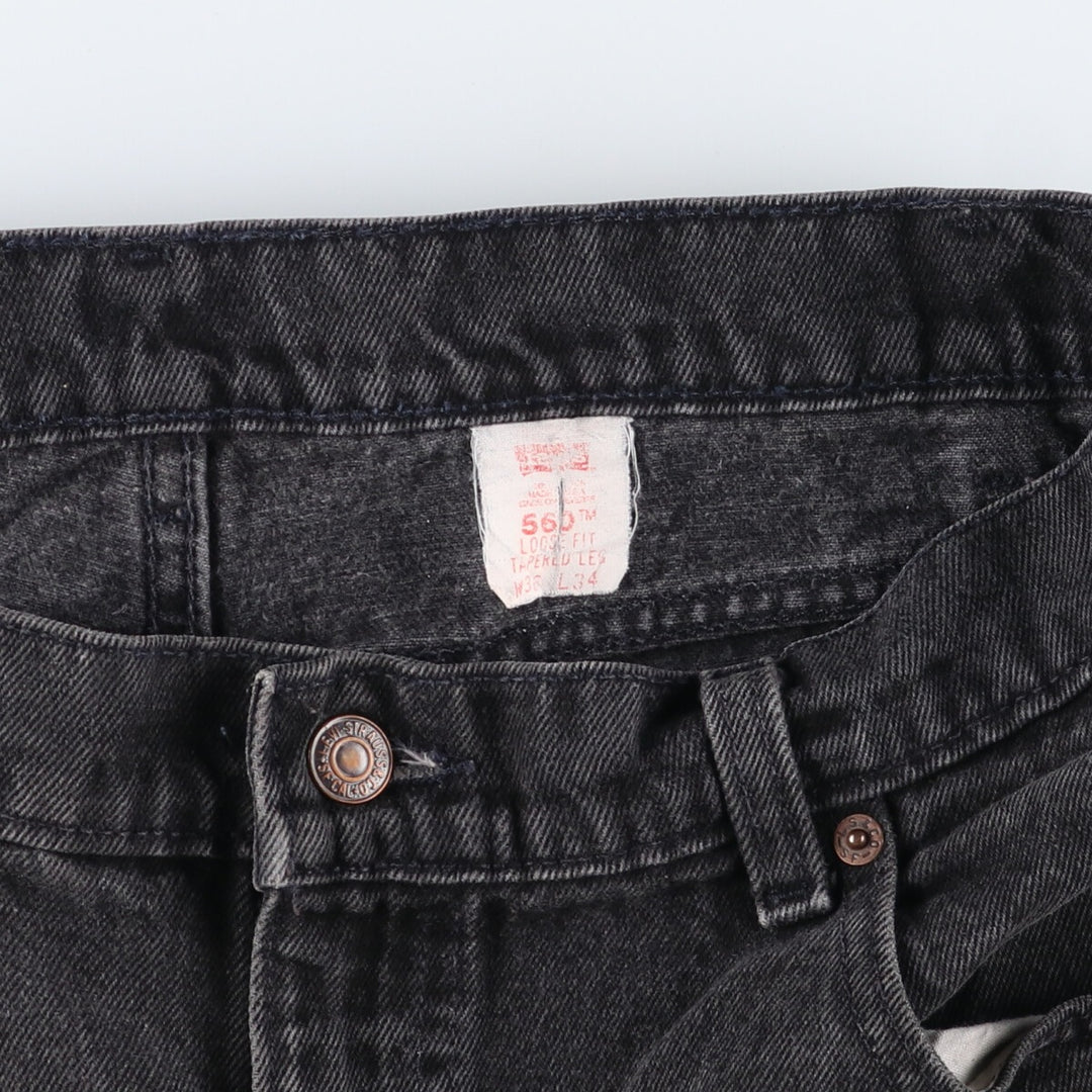 90'S Levi's 560 LOOSE FIT TAPERED LEG Black Denim Tapered Denim Pants Made in USA Men's W36 Vintage /evb008170