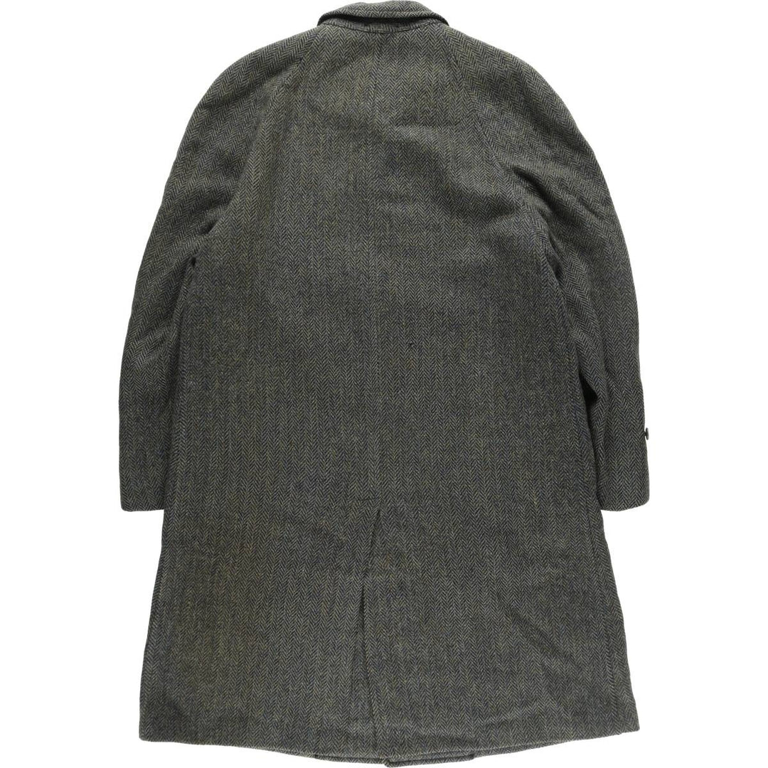 Kennedy's Harris Tweed Herringbone Wool Balmacaan Coat Made in Scotland Men's M size /evb008218