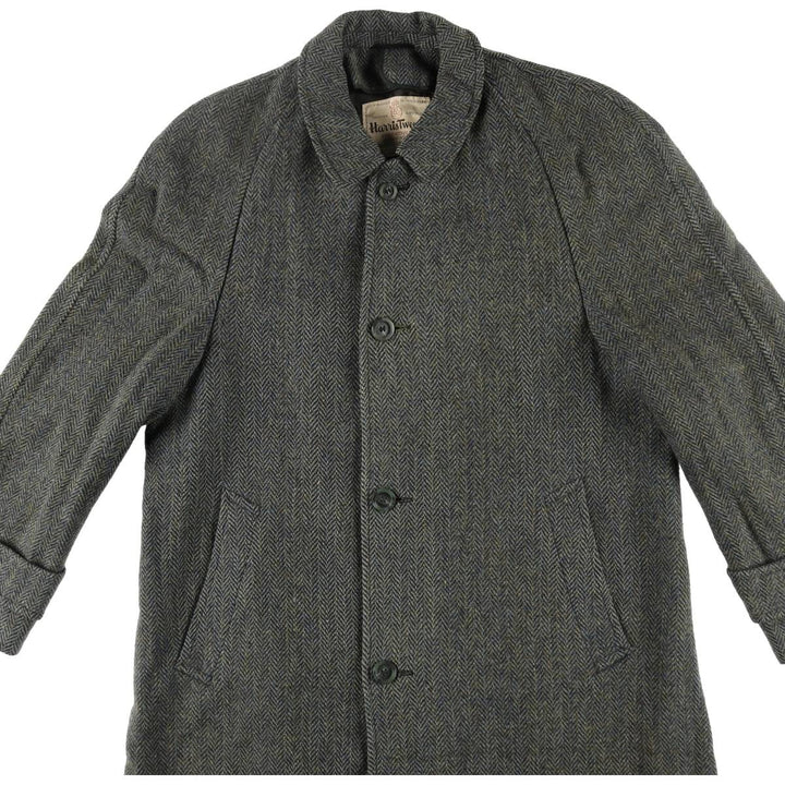 Kennedy's Harris Tweed Herringbone Wool Balmacaan Coat Made in Scotland Men's M size /evb008218