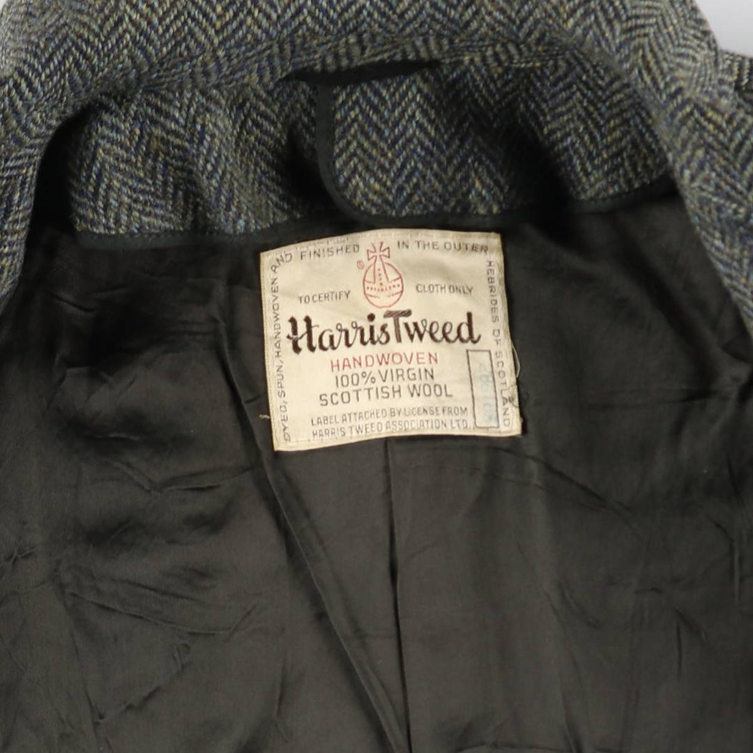 Kennedy's Harris Tweed Herringbone Wool Balmacaan Coat Made in Scotland Men's M size /evb008218