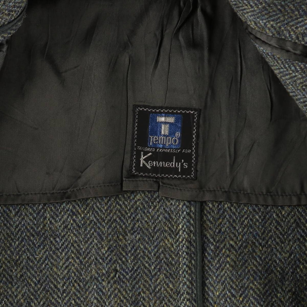 Kennedy's Harris Tweed Herringbone Wool Balmacaan Coat Made in Scotland Men's M size /evb008218