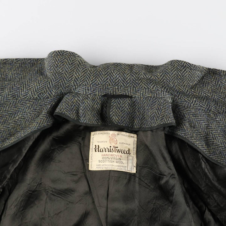 Kennedy's Harris Tweed Herringbone Wool Balmacaan Coat Made in Scotland Men's M size /evb008218