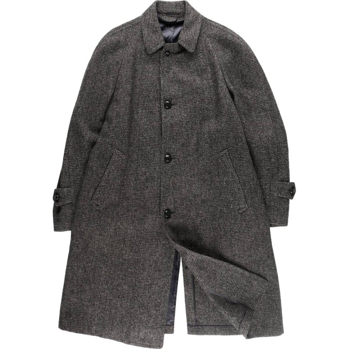 ~60'S Penney's Harris Tweed Wool Balmacaan Coat, Vintage, Men's L size /evb008219