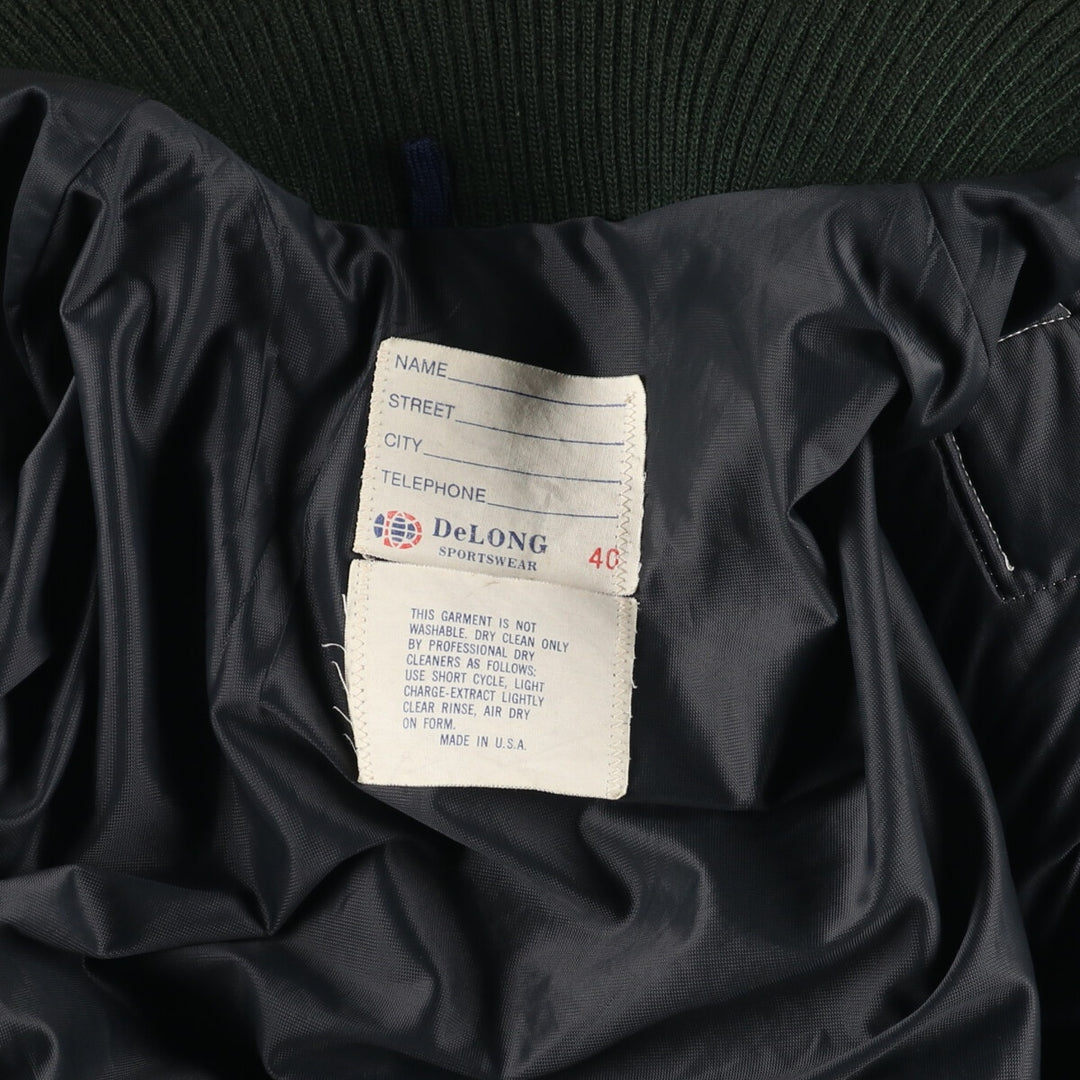 70s~80'S Leather Sleeve Wool Button Varsity Jacket Made in USA Men's L Size Vintage /evb008250