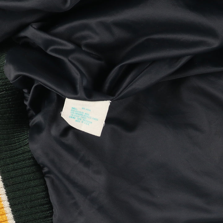 70s~80'S Leather Sleeve Wool Button Varsity Jacket Made in USA Men's L Size Vintage /evb008250