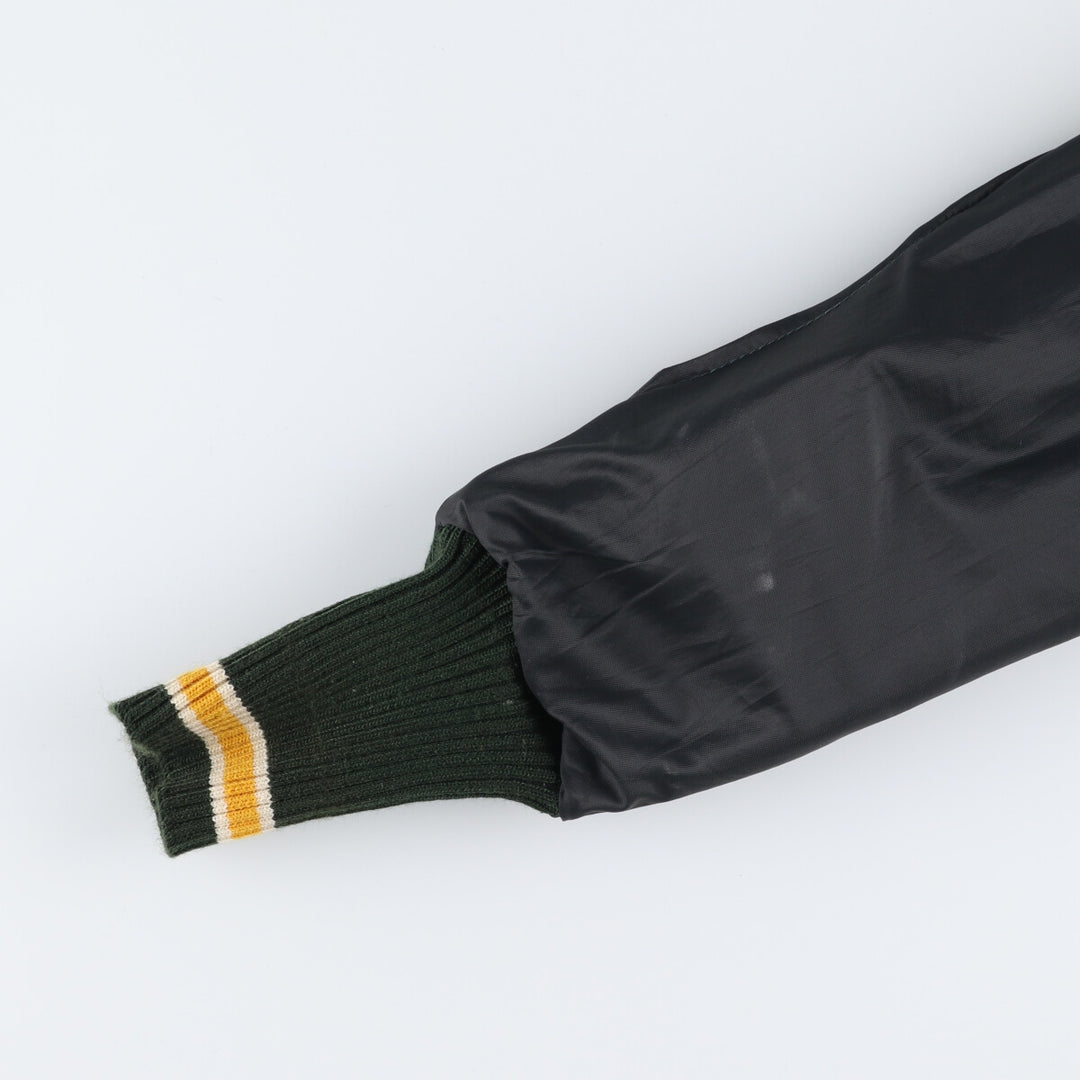 70s~80'S Leather Sleeve Wool Button Varsity Jacket Made in USA Men's L Size Vintage /evb008250