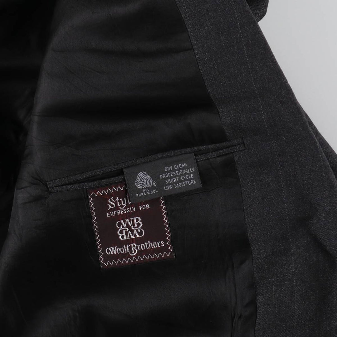 Burberry's Striped Pattern Wool Tailored Jacket Made in USA Men's L size wool Charcoal Vintage Second Hand