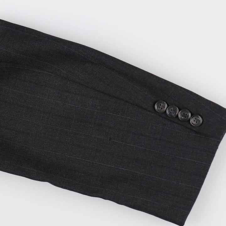 Burberry's Striped Pattern Wool Tailored Jacket Made in USA Men's L size wool Charcoal Vintage Second Hand