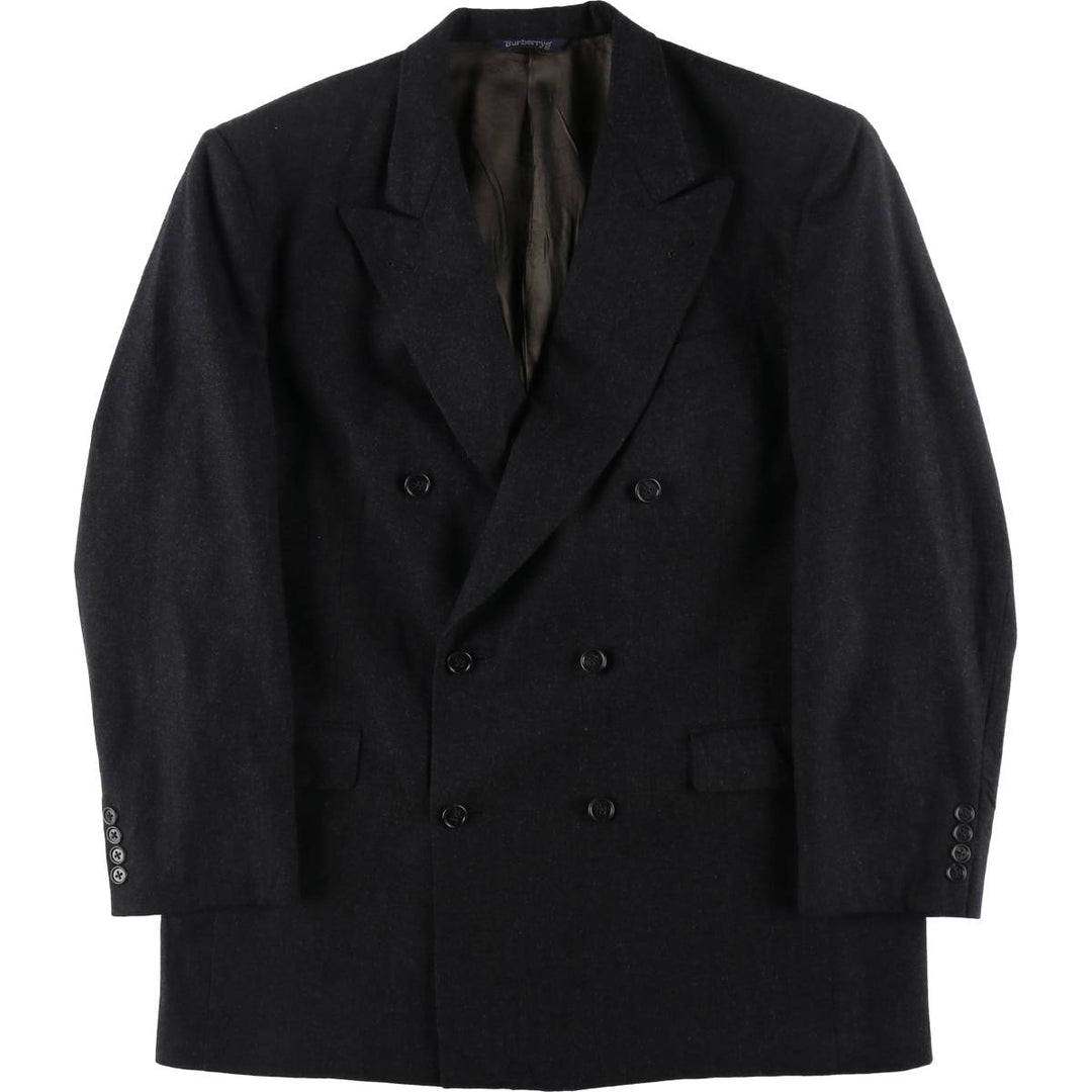 Burberry's peak lapel double-breasted wool tailored jacket, made in the USA, men's size XL wool Charcoal Vintage Second Hand