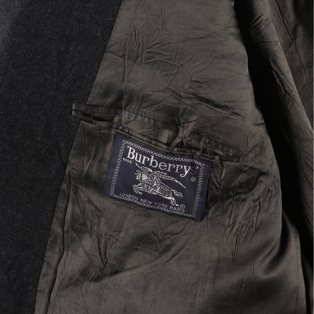 Burberry's peak lapel double-breasted wool tailored jacket, made in the USA, men's size XL wool Charcoal Vintage Second Hand
