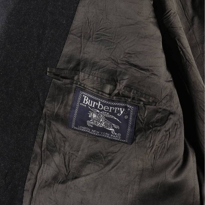 Burberry's peak lapel double-breasted wool tailored jacket, made in the USA, men's size XL wool Charcoal Vintage Second Hand