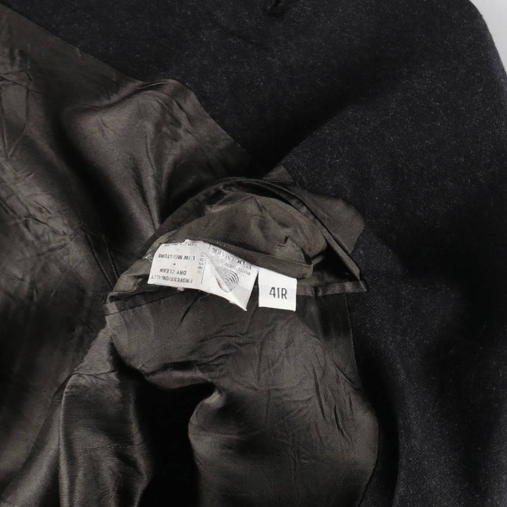 Burberry's peak lapel double-breasted wool tailored jacket, made in the USA, men's size XL wool Charcoal Vintage Second Hand