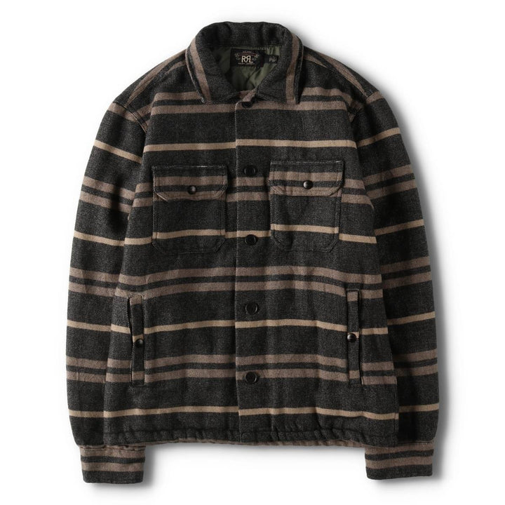 Ralph Lauren RRL Double RL 2nd Edition Multi-Border Shirt Jacket Men's S Size polyester Charcoal Vintage Second Hand